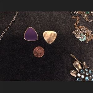 Purple enamel vintage earrings